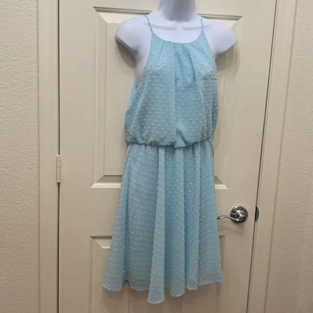 Francesca’s Blue Rain Medium Light Blue Woman’s Dress Scoop Neck Sleeveless